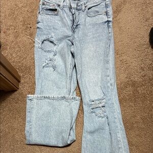Aeropostale Light Blue Distressed Flare Jeans